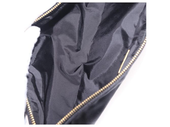 Borsa a Pochette Miu Miu Matelassé Raso Nero Oro Auth 206357A D'oro - vista 11