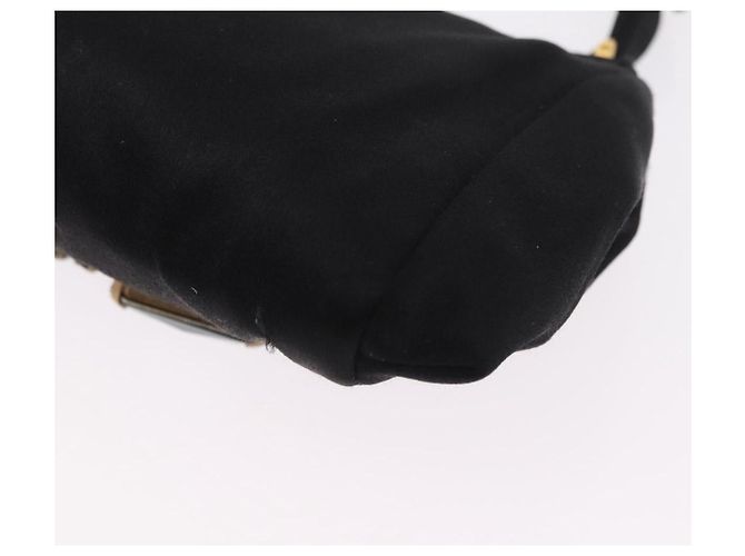 Borsa a Pochette Miu Miu Matelassé Raso Nero Oro Auth 206357A D'oro - vista 16