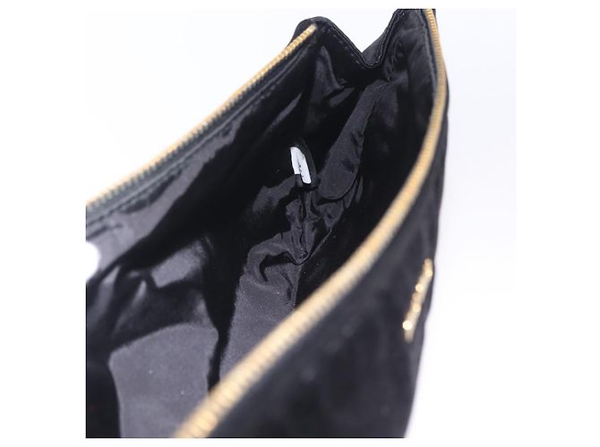 Borsa a Pochette Miu Miu Matelassé Raso Nero Oro Auth 206357A D'oro - vista 19