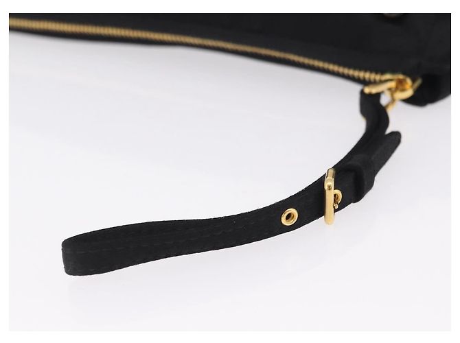 Borsa a Pochette Miu Miu Matelassé Raso Nero Oro Auth 206357A D'oro - vista 6