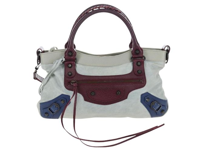BALENCIAGA Borsa a mano The First in pelle 2way Grigio 103208 Auth ep16202V Marrone - vista 13