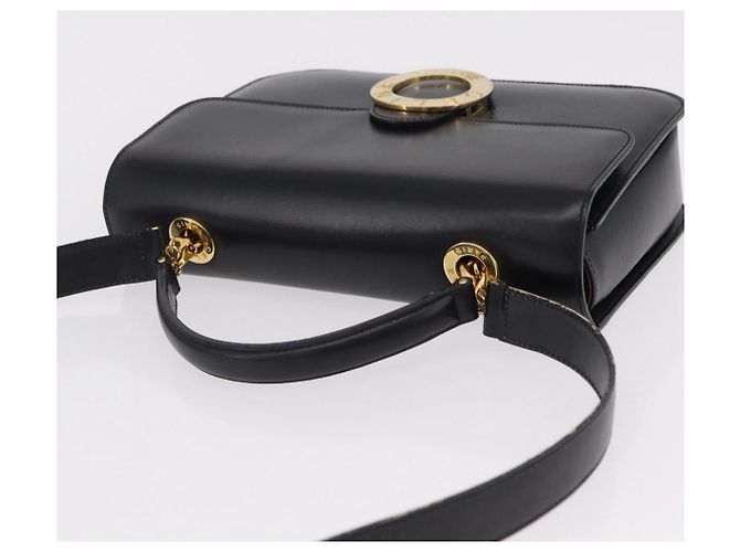 Céline Bolsa de mão CELINE em couro 2way Preta Tom Dourado Auth mr2993 Preto - vista 14