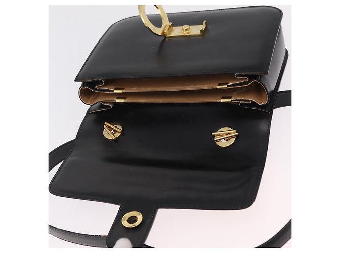 Céline Bolsa de mão CELINE em couro 2way Preta Tom Dourado Auth mr2993 Preto - vista 24