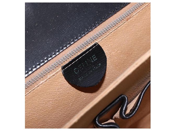 Céline Bolsa de mão CELINE em couro 2way Preta Tom Dourado Auth mr2993 Preto - vista 26