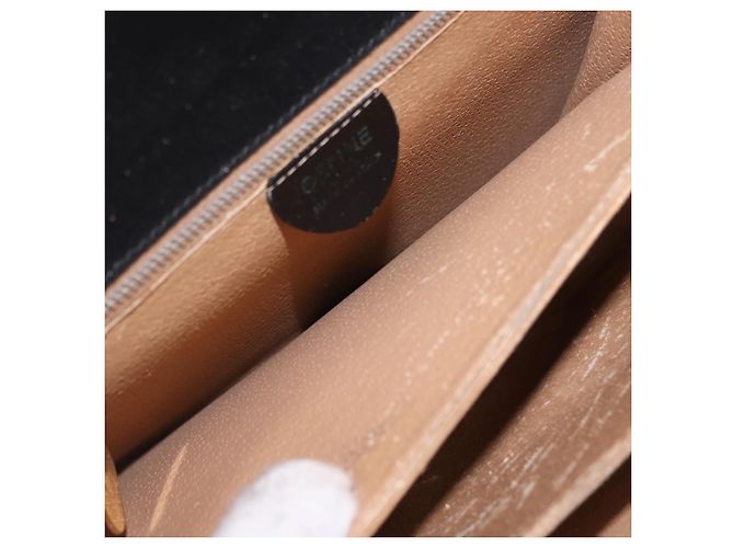 Céline Bolsa de mão CELINE em couro 2way Preta Tom Dourado Auth mr2993 Preto - vista 29