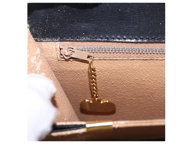 Céline Bolsa de mão CELINE em couro 2way Preta Tom Dourado Auth mr2993 Preto - vista 31