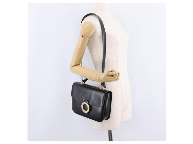 Céline Bolsa de mão CELINE em couro 2way Preta Tom Dourado Auth mr2993 Preto - vista 33