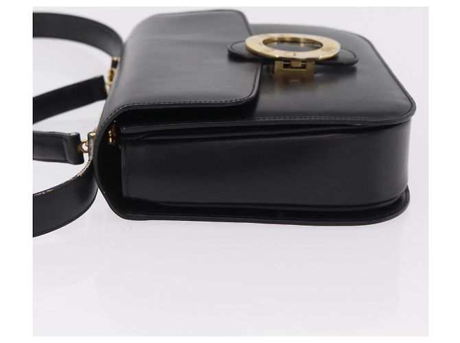 Céline Bolsa de mão CELINE em couro 2way Preta Tom Dourado Auth mr2993 Preto - vista 4