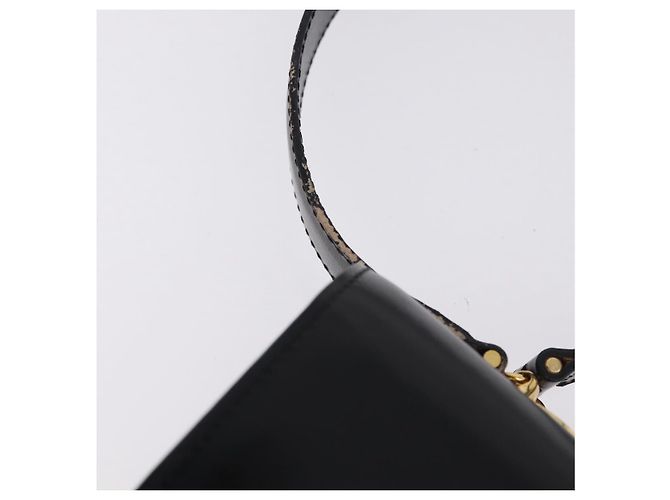 Céline Bolsa de mão CELINE em couro 2way Preta Tom Dourado Auth mr2993 Preto - vista 8