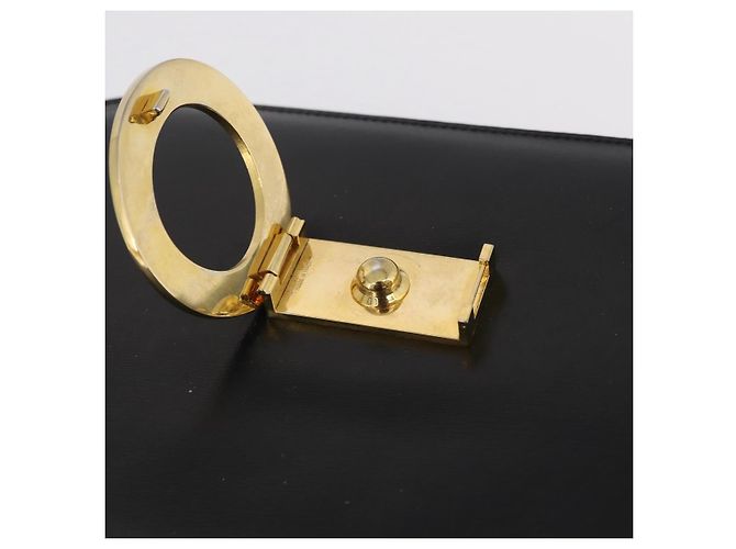 Céline Bolsa de mão CELINE em couro 2way Preta Tom Dourado Auth mr2993 Preto - vista 9