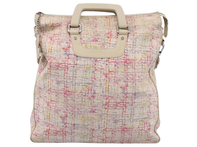 Bolsa de mão CHANEL Canvas 2way Rosa Prata CC Auth bs37241 - vista 13
