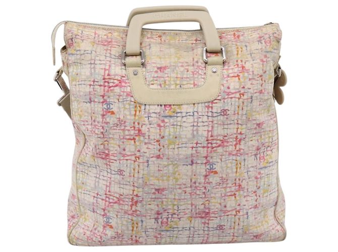 Bolsa de mão CHANEL Canvas 2way Rosa Prata CC Auth bs37241 - vista 2