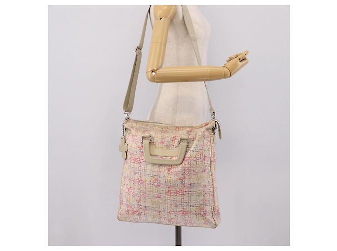 Bolsa de mão CHANEL Canvas 2way Rosa Prata CC Auth bs37241 - vista 28