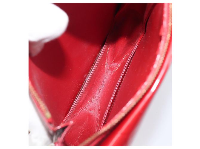 LOUIS VUITTON Monogram Vernis Motto Accessory Pouch Red M91137 LV Auth bs37359 Rosso - vista 10