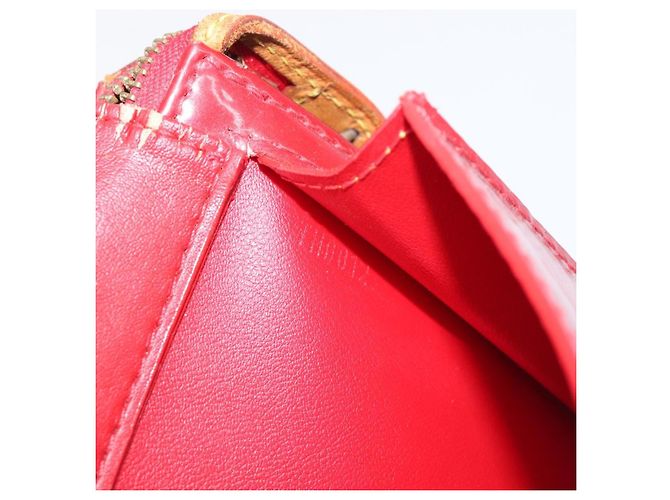 LOUIS VUITTON Monogram Vernis Motto Accessory Pouch Red M91137 LV Auth bs37359 Rosso - vista 12