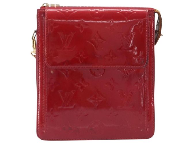 LOUIS VUITTON Monogram Vernis Motto Accessory Pouch Red M91137 LV Auth bs37359 Rosso - vista 13