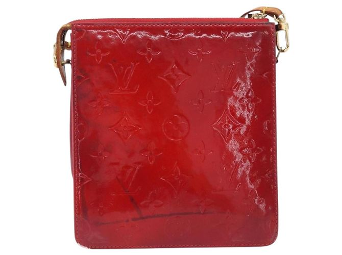 LOUIS VUITTON Monogram Vernis Motto Accessory Pouch Red M91137 LV Auth bs37359 Rosso - vista 2