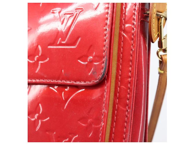 LOUIS VUITTON Monogram Vernis Motto Accessory Pouch Red M91137 LV Auth bs37359 Rosso - vista 22