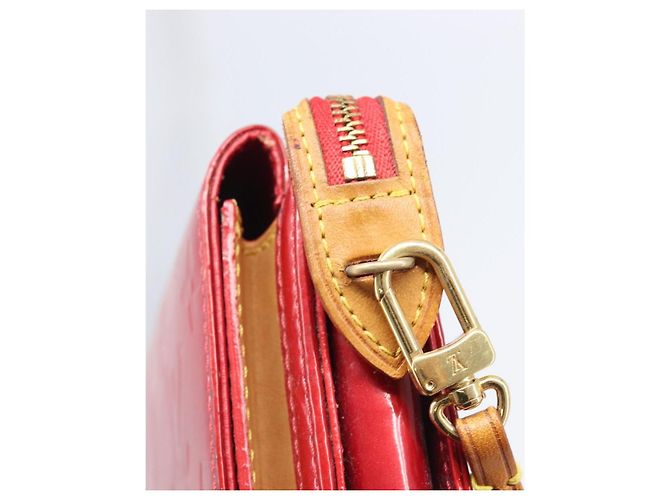 LOUIS VUITTON Monogram Vernis Motto Accessory Pouch Red M91137 LV Auth bs37359 Rosso - vista 23