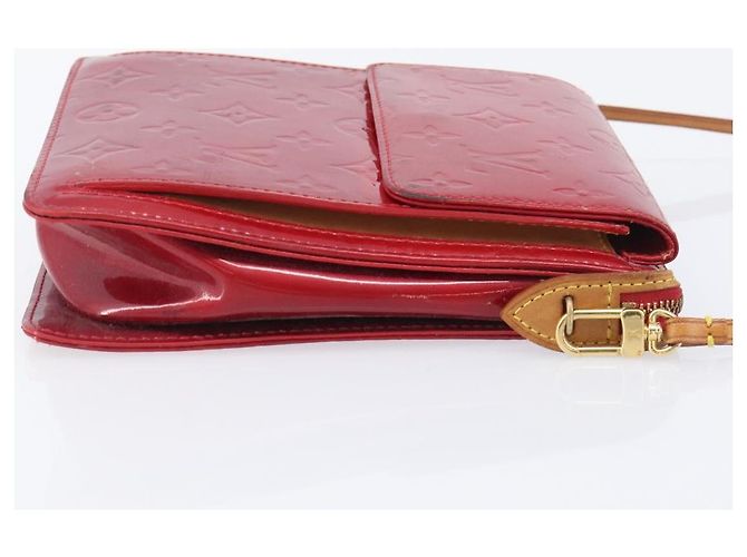 LOUIS VUITTON Monogram Vernis Motto Accessory Pouch Red M91137 LV Auth bs37359 Rosso - vista 5