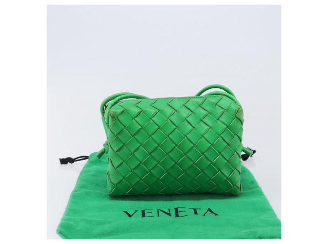 BOTTEGA VENETA INTRECCIATO Mini Barakito Shoulder Bag Leather Green Auth mr3028V Verde - vista 12