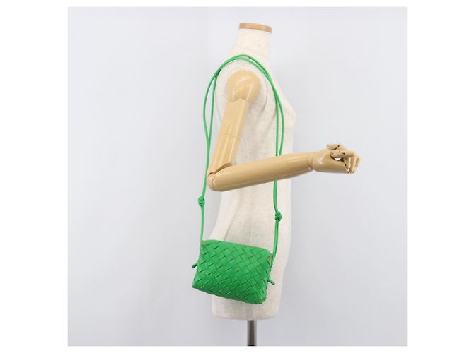 BOTTEGA VENETA INTRECCIATO Mini Barakito Shoulder Bag Leather Green Auth mr3028V Verde - vista 24