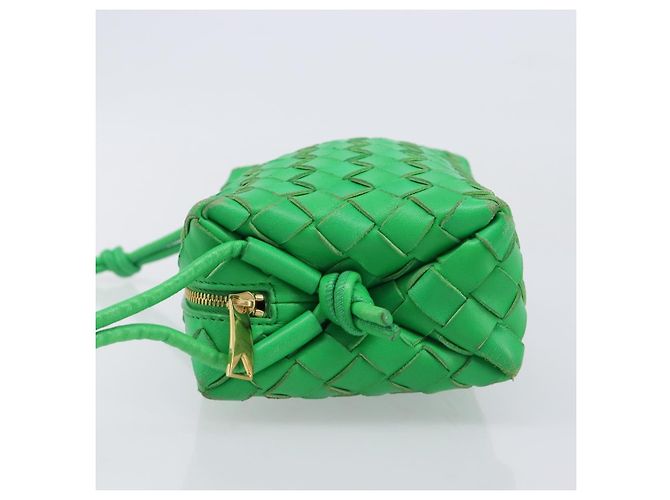 BOTTEGA VENETA INTRECCIATO Mini Barakito Shoulder Bag Leather Green Auth mr3028V Verde - vista 4