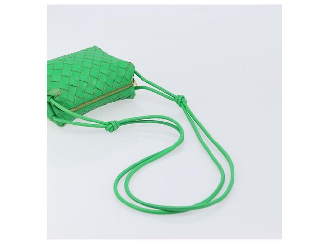 BOTTEGA VENETA INTRECCIATO Mini Barakito Shoulder Bag Leather Green Auth mr3028V Verde - vista 7