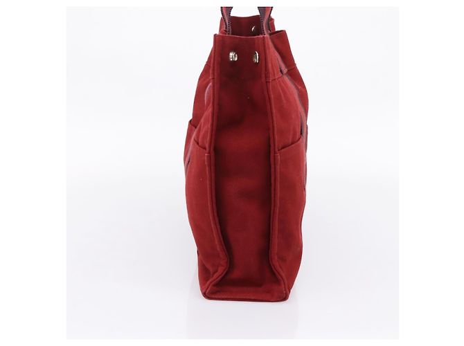 Hermès HERMES Fourre Tout MM Handtasche Canvas Rot Silber Auth gh2382 - Ansicht 3
