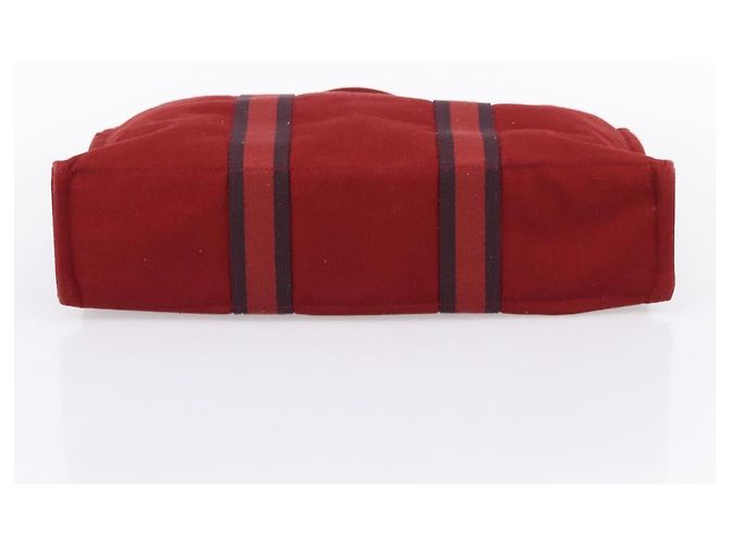 Hermès HERMES Fourre Tout MM Handtasche Canvas Rot Silber Auth gh2382 - Ansicht 5