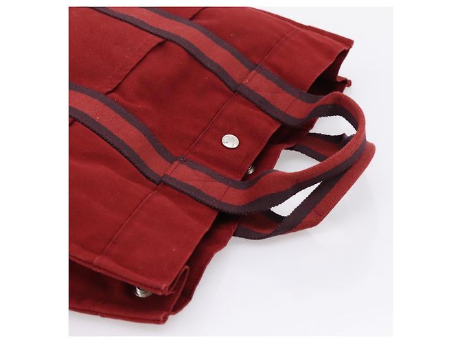 Hermès HERMES Fourre Tout MM Handtasche Canvas Rot Silber Auth gh2382 - Ansicht 6