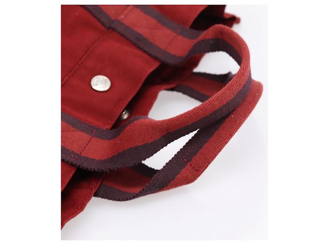 Hermès HERMES Fourre Tout MM Handtasche Canvas Rot Silber Auth gh2382 - Ansicht 7