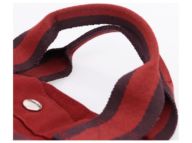 Hermès HERMES Fourre Tout MM Handtasche Canvas Rot Silber Auth gh2382 - Ansicht 8