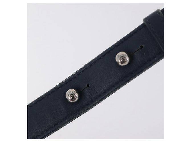 Borsa a tracolla CHANEL Boy Chanel Matelassé con catena in tela blu navy e argento Auth 206385A - vista 17