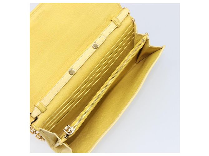 Miu Miu Portafoglio a Catena Borsa a Tracolla Pelle Yellow Gold Auth 204839A D'oro Giallo - vista 10