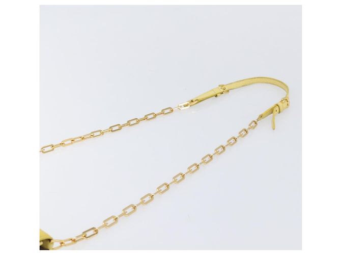 Miu Miu Portafoglio a Catena Borsa a Tracolla Pelle Yellow Gold Auth 204839A D'oro Giallo - vista 14