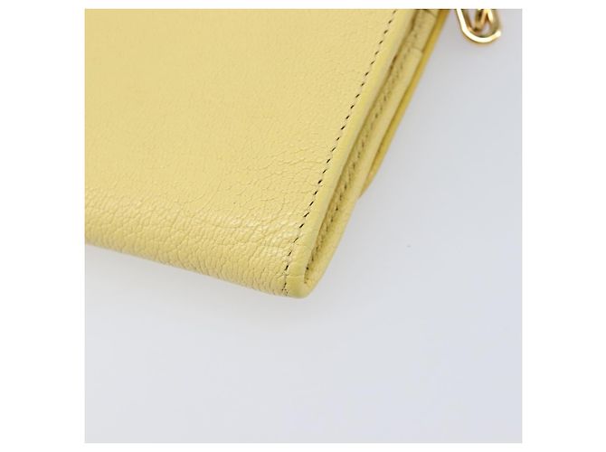 Miu Miu Portafoglio a Catena Borsa a Tracolla Pelle Yellow Gold Auth 204839A D'oro Giallo - vista 17