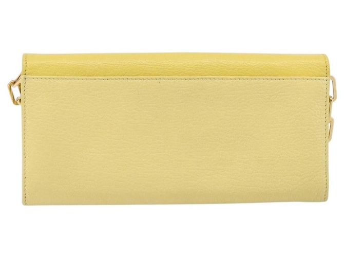 Miu Miu Portafoglio a Catena Borsa a Tracolla Pelle Yellow Gold Auth 204839A D'oro Giallo - vista 2