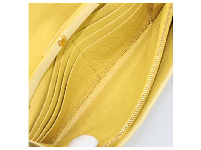 Miu Miu Portafoglio a Catena Borsa a Tracolla Pelle Yellow Gold Auth 204839A D'oro Giallo - vista 22
