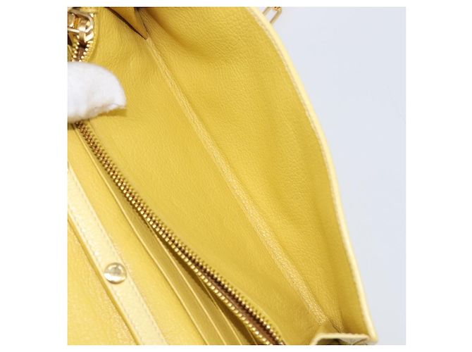 Miu Miu Portafoglio a Catena Borsa a Tracolla Pelle Yellow Gold Auth 204839A D'oro Giallo - vista 24