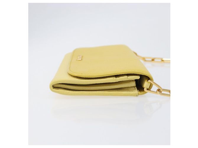Miu Miu Portafoglio a Catena Borsa a Tracolla Pelle Yellow Gold Auth 204839A D'oro Giallo - vista 3