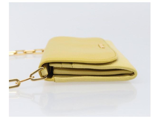 Miu Miu Portafoglio a Catena Borsa a Tracolla Pelle Yellow Gold Auth 204839A D'oro Giallo - vista 4