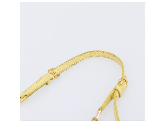 Miu Miu Portafoglio a Catena Borsa a Tracolla Pelle Yellow Gold Auth 204839A D'oro Giallo - vista 8