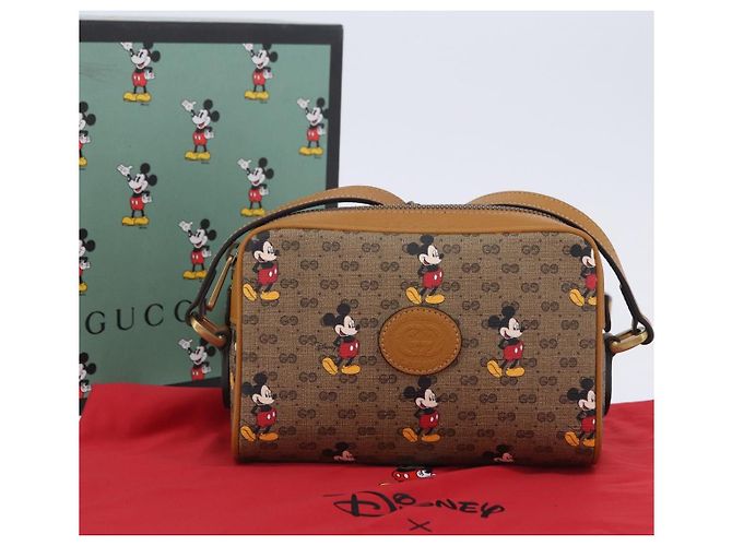 Borsa GUCCI Micro GG Supreme Collaborazione Disney PVC Outlet 602536 Auth 204739M Beige D'oro - vista 12