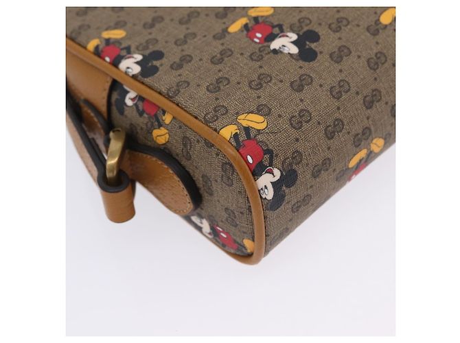 Borsa GUCCI Micro GG Supreme Collaborazione Disney PVC Outlet 602536 Auth 204739M Beige D'oro - vista 18
