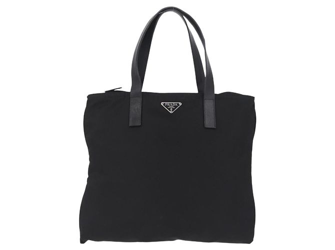 PRADA Tote Bag Nylon Black Silver Auth 201245A Silvery - view 13