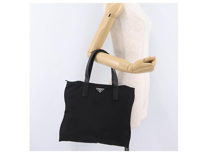 PRADA Tote Bag Nylon Black Silver Auth 201245A Silvery - view 23