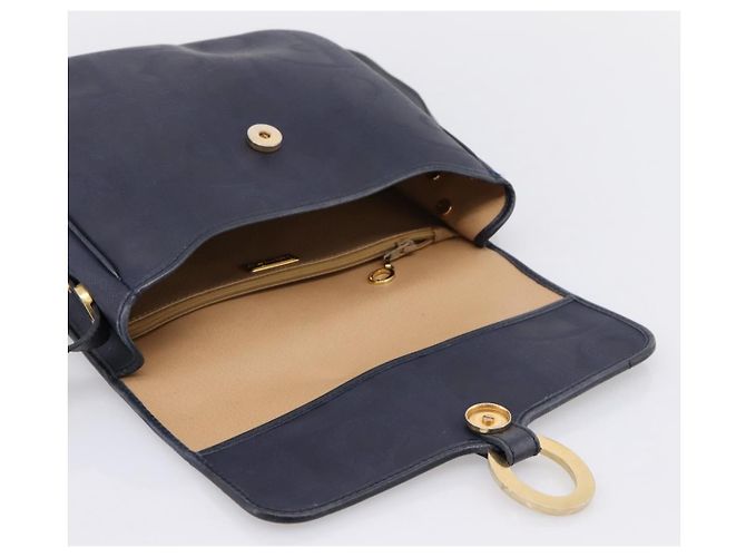 Borsa a tracolla Christian Dior Trotter Canvas PVC Navy Gold Auth ep16126 D'oro Blu navy - vista 10