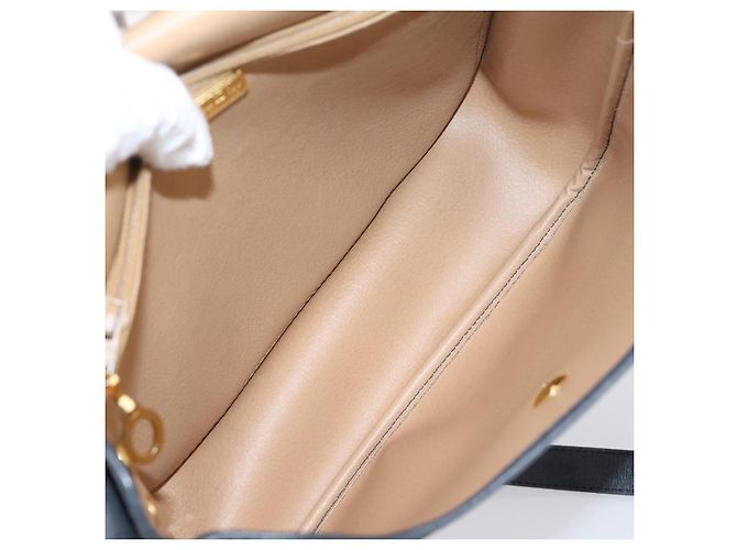 Borsa a tracolla Christian Dior Trotter Canvas PVC Navy Gold Auth ep16126 D'oro Blu navy - vista 11