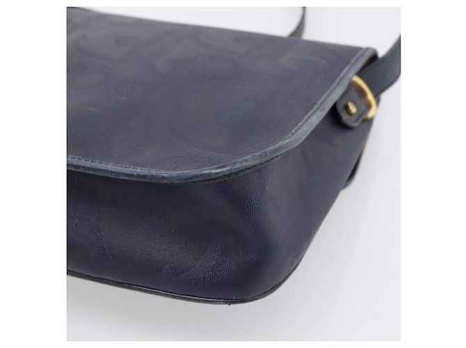 Borsa a tracolla Christian Dior Trotter Canvas PVC Navy Gold Auth ep16126 D'oro Blu navy - vista 16